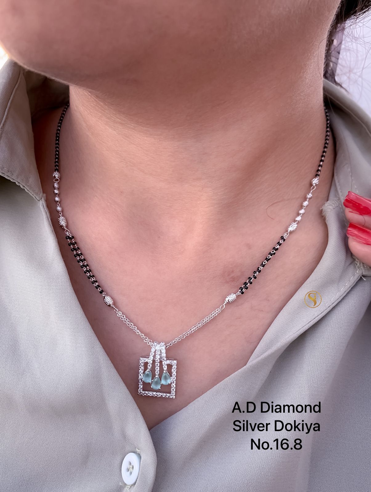 AD Diamond Fancy Rose Gold And Silver Dokiya Mangalsutra 7 Wholesale shop In Surat
